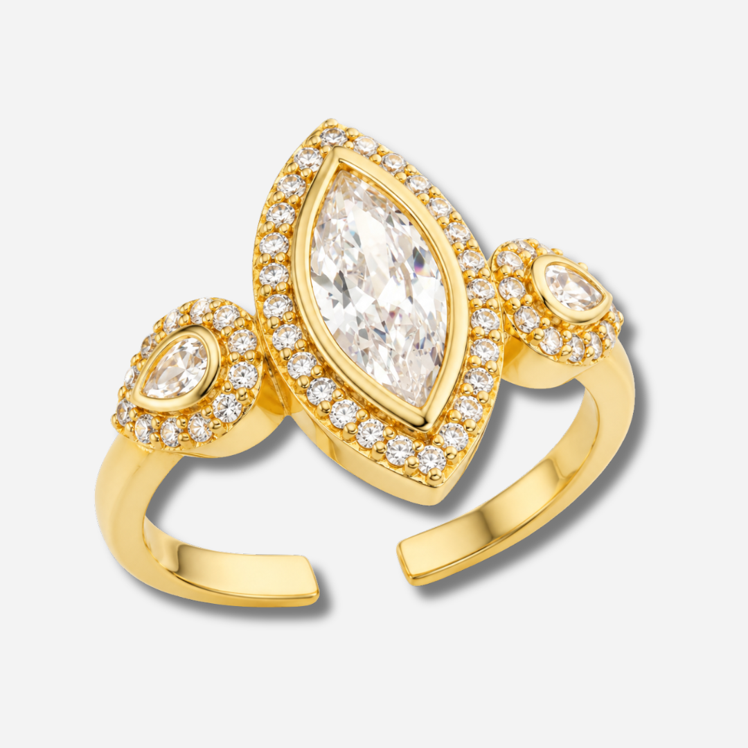 Bague Lovely Mademoiselle Mya Bay dorée avec cristaux navette