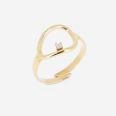 Bague Lueur Zag dorée ajustable ajourée avec zircon