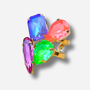 Bague Maelia Fluo Crézus multicolore néon doré réglable