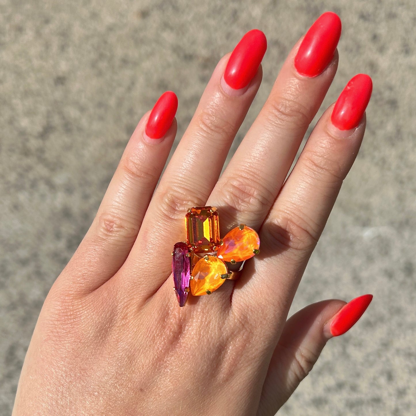 Bague Crézus multicolore dorée
