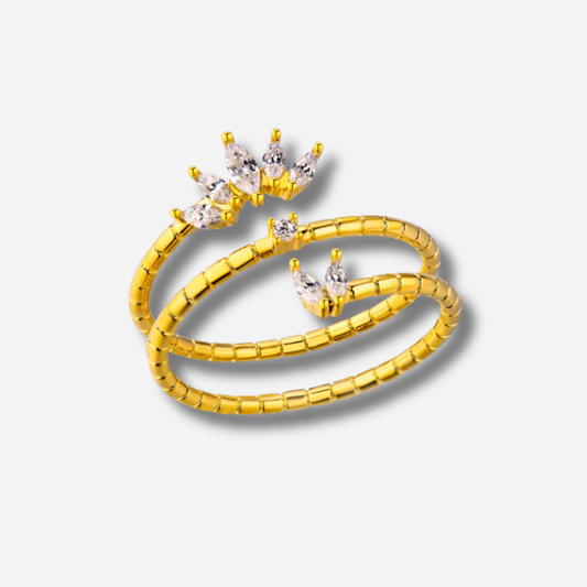 Bague Magnolia Hoops Mya Bay dorée spirale et cristaux