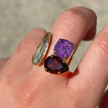 Bague Crézus violet intense rouge grenat