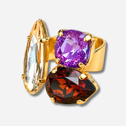 Bague Mavea Violet Crézus cristal violet et rouge