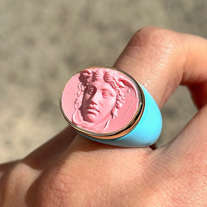 Bague Medusa rose pastel bleu ciel Grandtour Collection