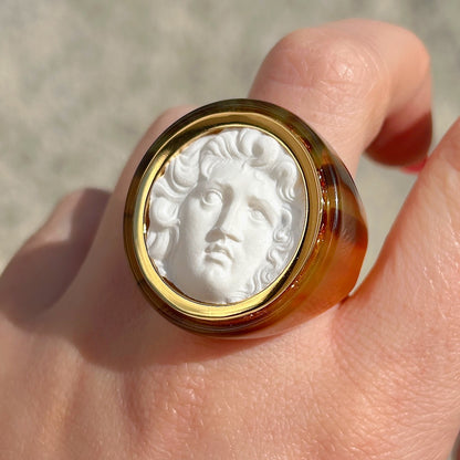 Bague Medusa XXL blanc effet camee Grandtour Collection
