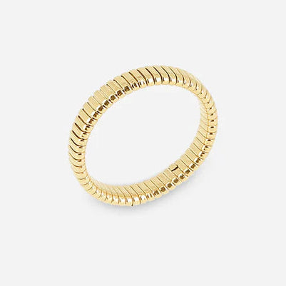 Bague Micro Zag alliance fine dorée texturée en acier inoxydable