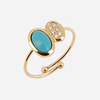 Détail de la pierre turquoise de la bague Nicolosi Zag