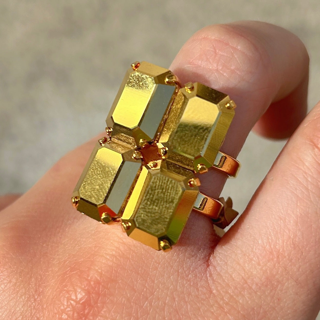 Bague Nora Pyrite Crézus pierres miroir doré réglable