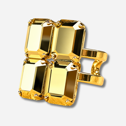Bague Nora Pyrite Crézus pierres miroir doré réglable