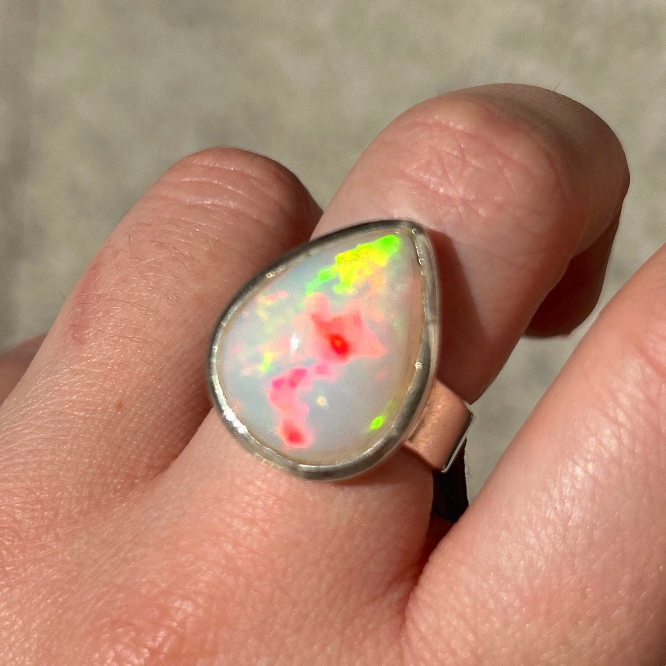 BAGUE - OPALE WELO D'ÉTHIOPIE ARGENT 925