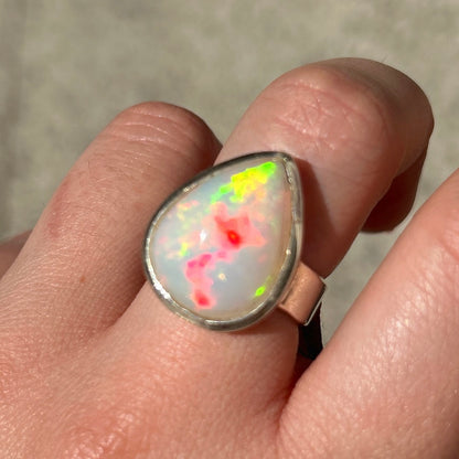 BAGUE - OPALE WELO D'ÉTHIOPIE ARGENT 925
