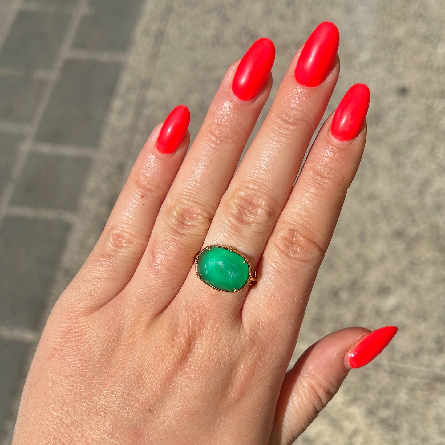 Bague onyx vert Au Fil de Lo verte profonde femme