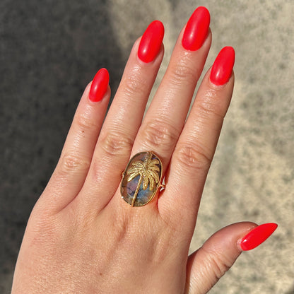 Bague palmier Au Fil de Lo labradorite