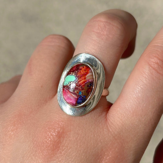 Bague pierre naturelle multicolore artistique femme