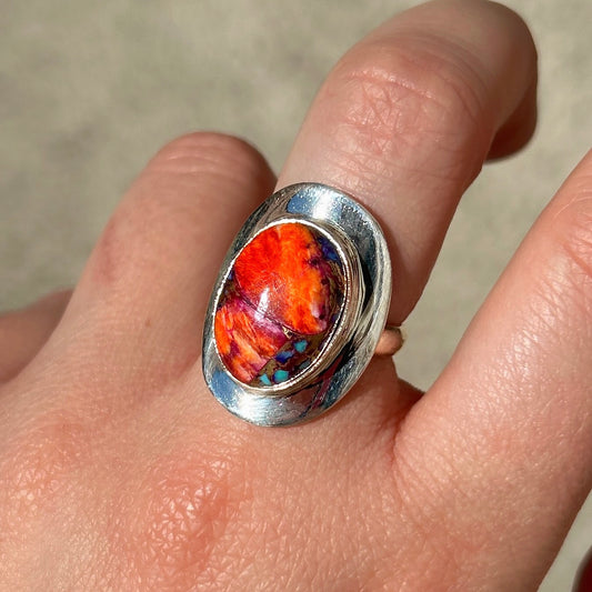 Bague Pink Dahlia argent 925 pierre rose rouge violette ovale