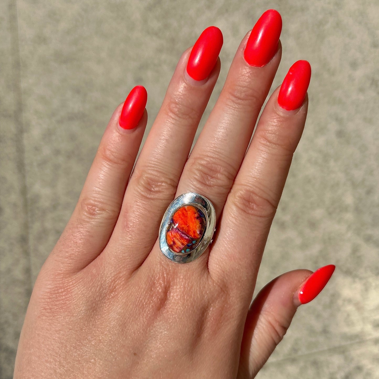 Bague pierre naturelle multicolore ovale femme