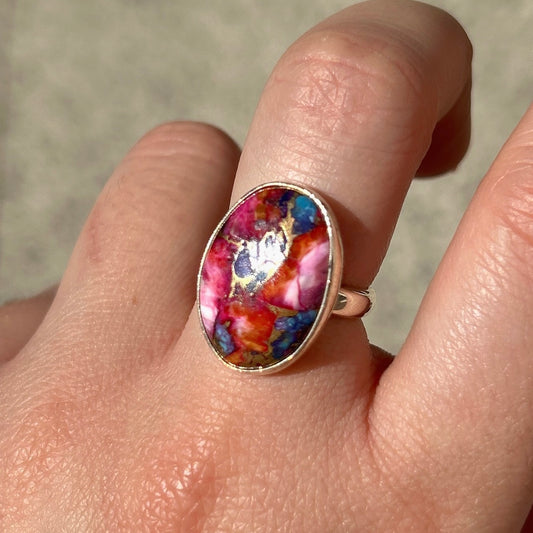 Bague pierre naturelle multicolore petite taille femme