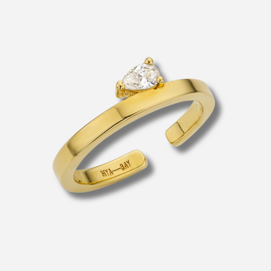 Bague Precious Mya Bay dorée avec cristal taille poire