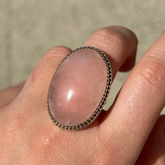 Bague pierre quartz rose femme