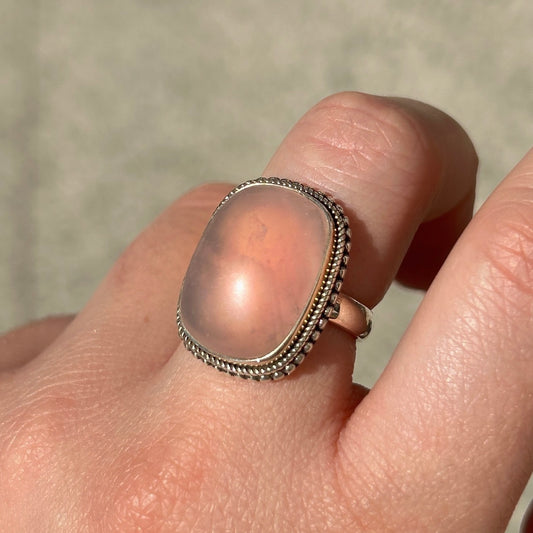 Bague pierre rose femme quartz rose délicat