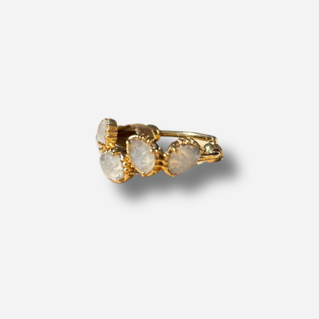 BAGUE - QUATRE PIERRES LABRADORITE BLANCHE