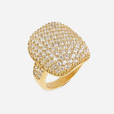 Bague Renesmée ZAG acier doré zirconiums pavés ajustable bijou femme lumineux Divinity Sète