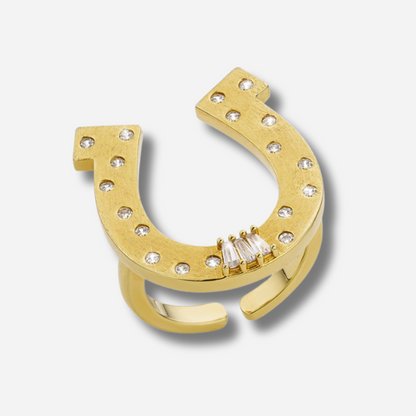 Bague Rodéo Mya Bay dorée fer à cheval et cristaux
