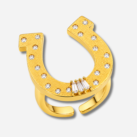 Bague Rodéo Mya Bay dorée fer à cheval et cristaux