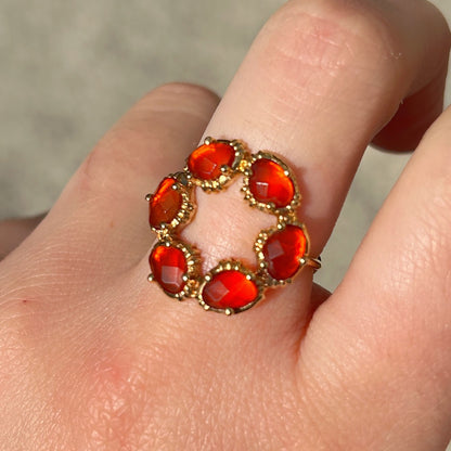 Bague cornaline orange bijou femme lumineux tendance
