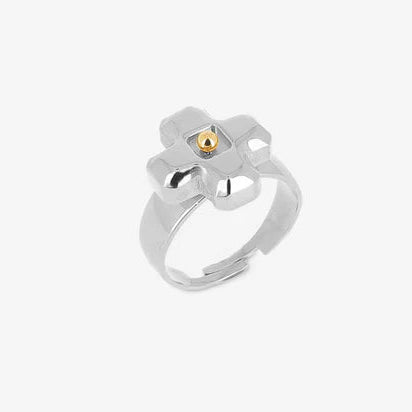 Bague Sacré ZAG en acier inoxydable ajustable argent et or