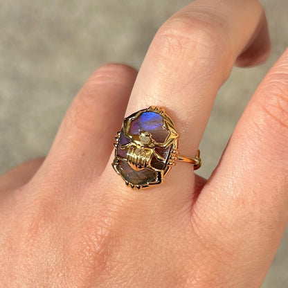 Bague scarabee bijou symbolique labradorite femme