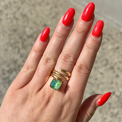 Bague Crézus pierre irisée bleu vert