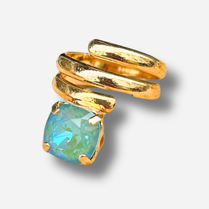 Bague Serani Lagoon Crézus pierre bleu lagon dorée