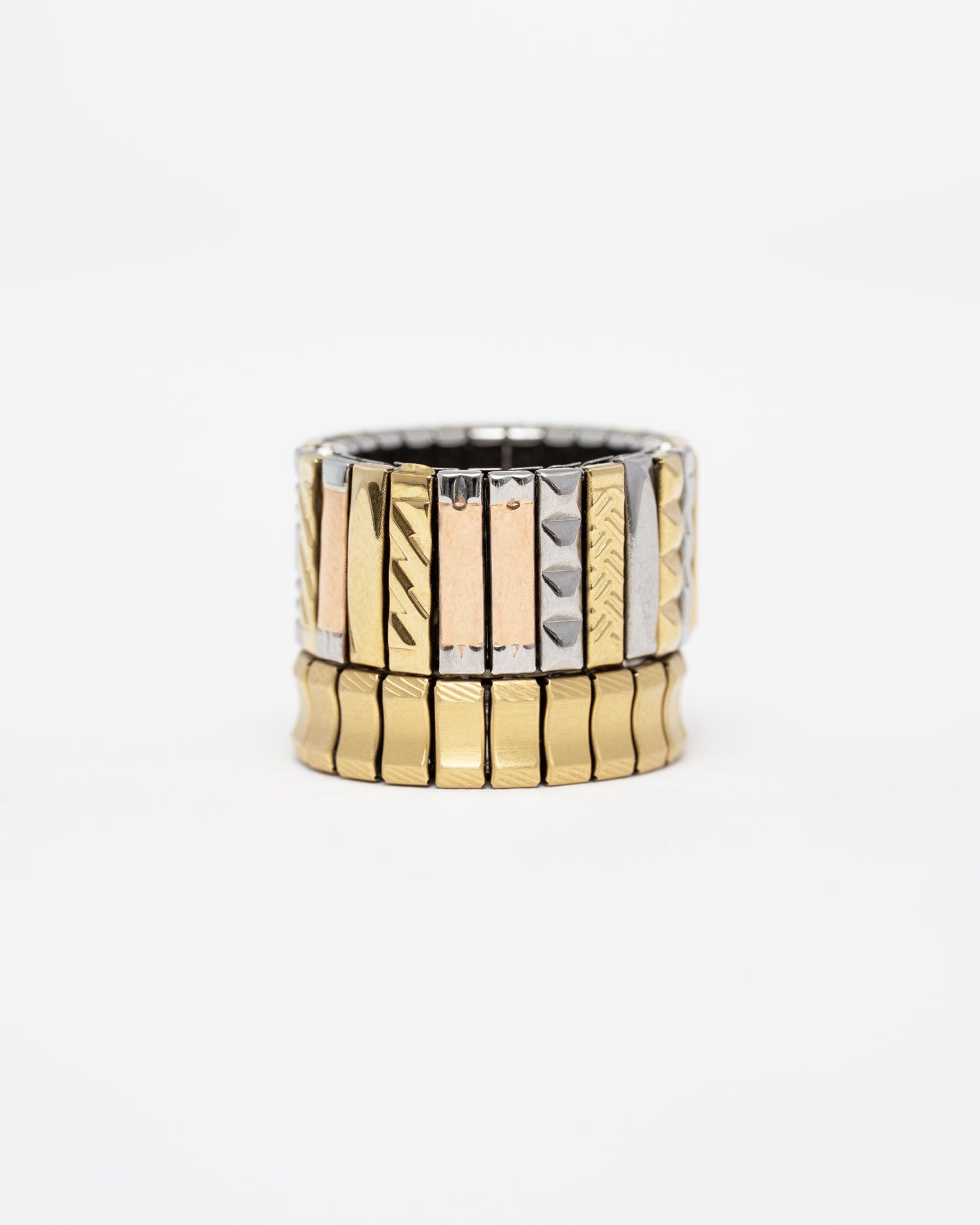 Bague large Sig12 A Sigal maillons dorés argentés