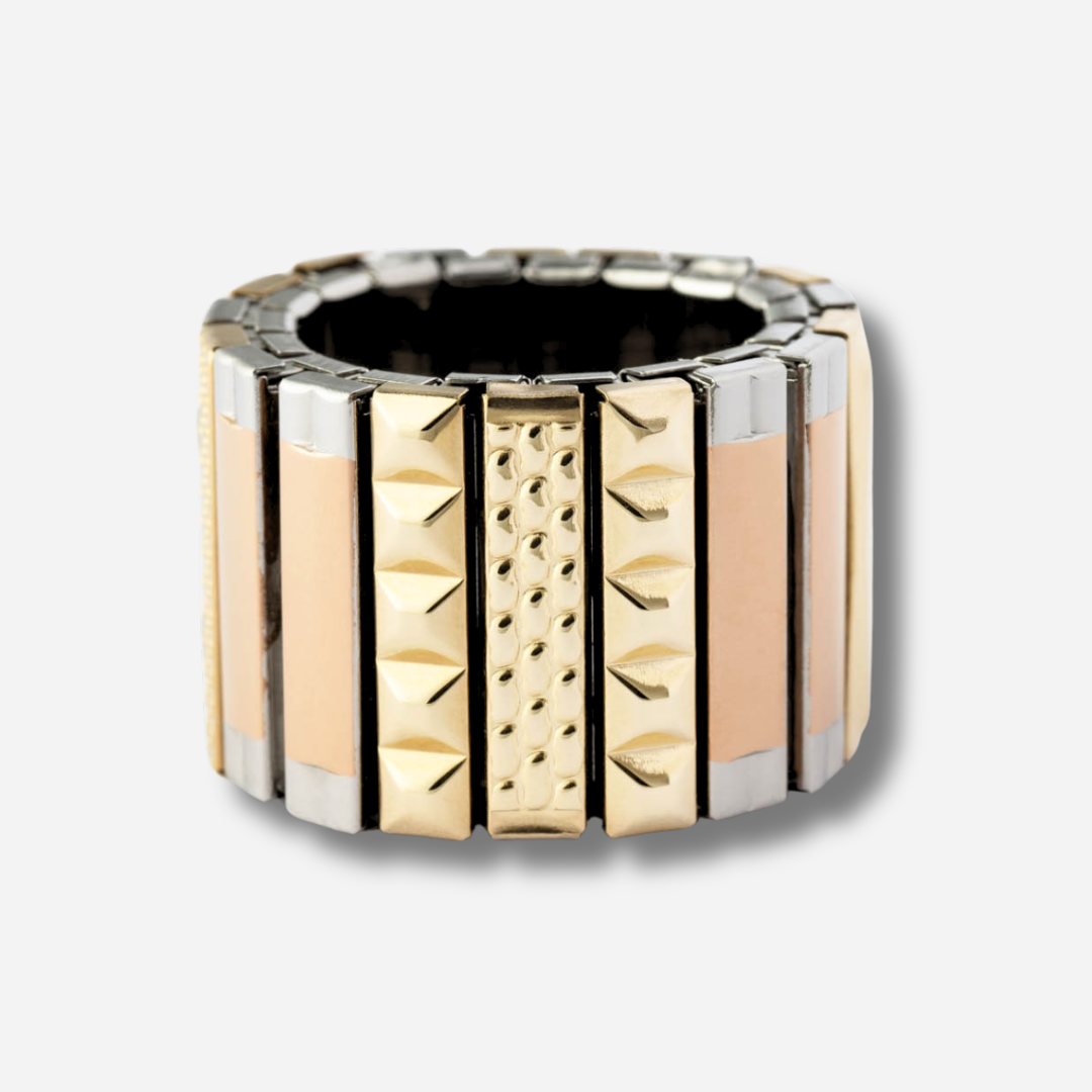 Bague Sig18 Sigal dorée argentée rosée design graphique