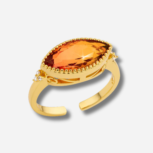 Bague Smoked Unity Mya Bay dorée avec cristal fumé