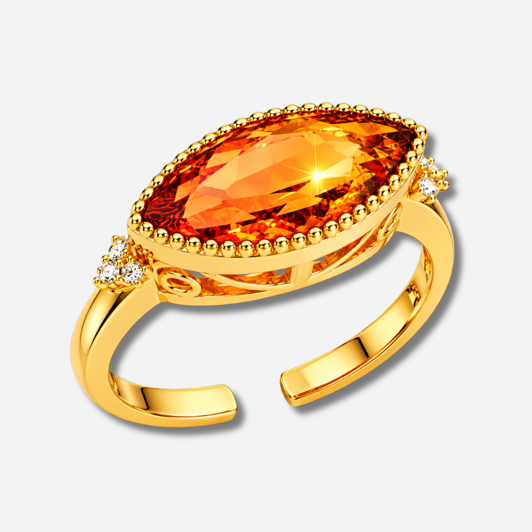 Bague Smoked Unity Mya Bay dorée avec cristal fumé