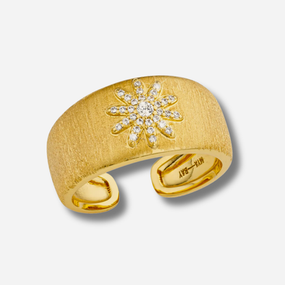 Bague Snowflake Gold MYA BAY ajustable avec flocon en strass blancs