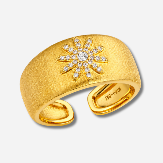 Bague Snowflake Gold MYA BAY ajustable avec flocon en strass blancs