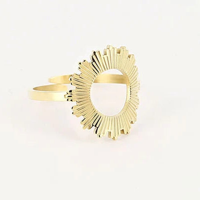 Bague Soleil ZAG acier doré ajustable motif soleil bijou femme lumineux Divinity Sète