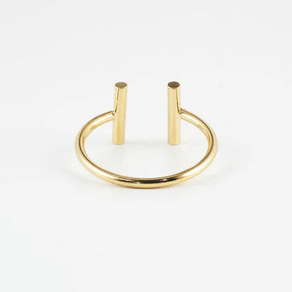 Bague Starky Zag dorée ajustable design minimaliste double barre