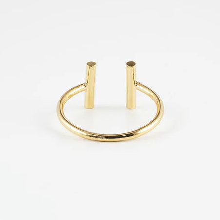 Bague Starky Zag dorée ajustable design minimaliste double barre