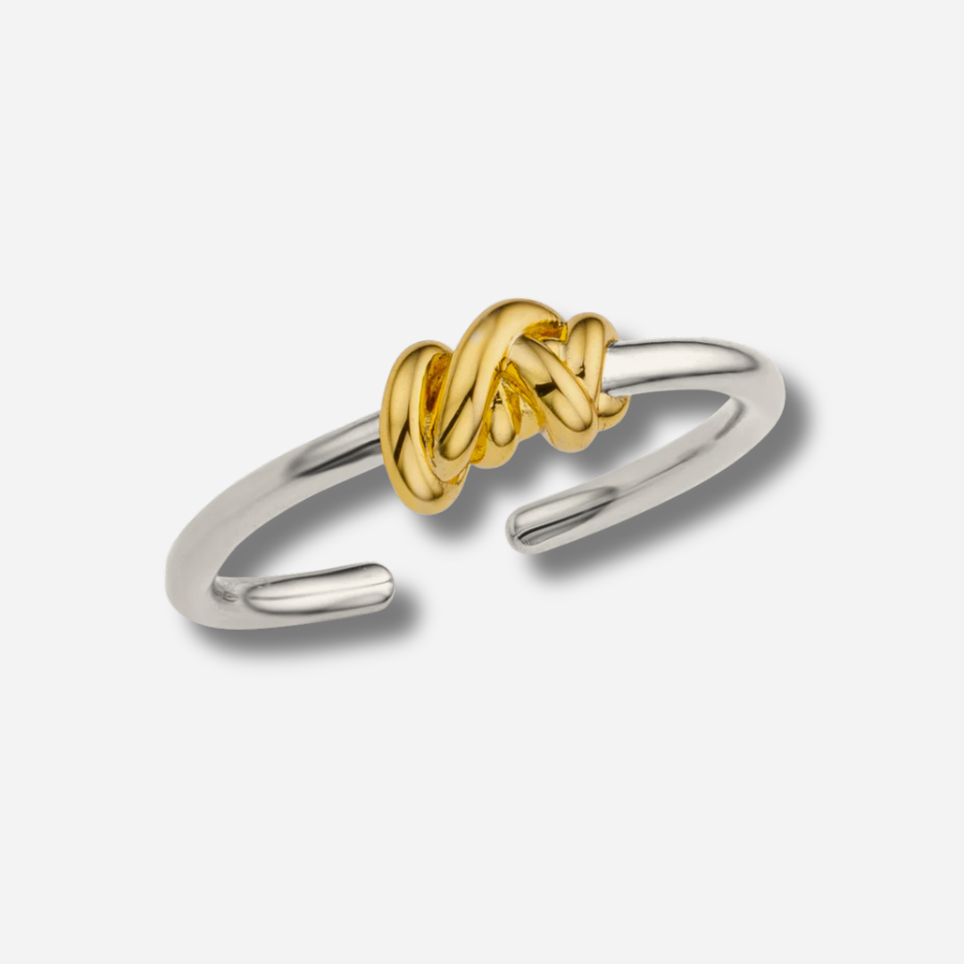 Bague Sweet Spaghetti Silver MYA BAY ajustable avec motif entrelacé argenté
