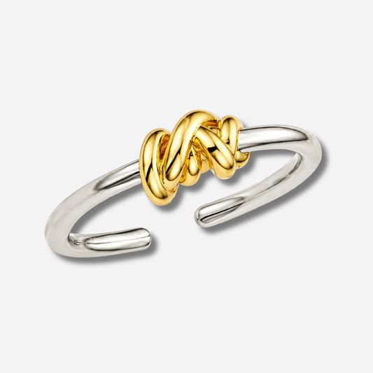 Bague Sweet Spaghetti Silver MYA BAY ajustable avec motif entrelacé argenté
