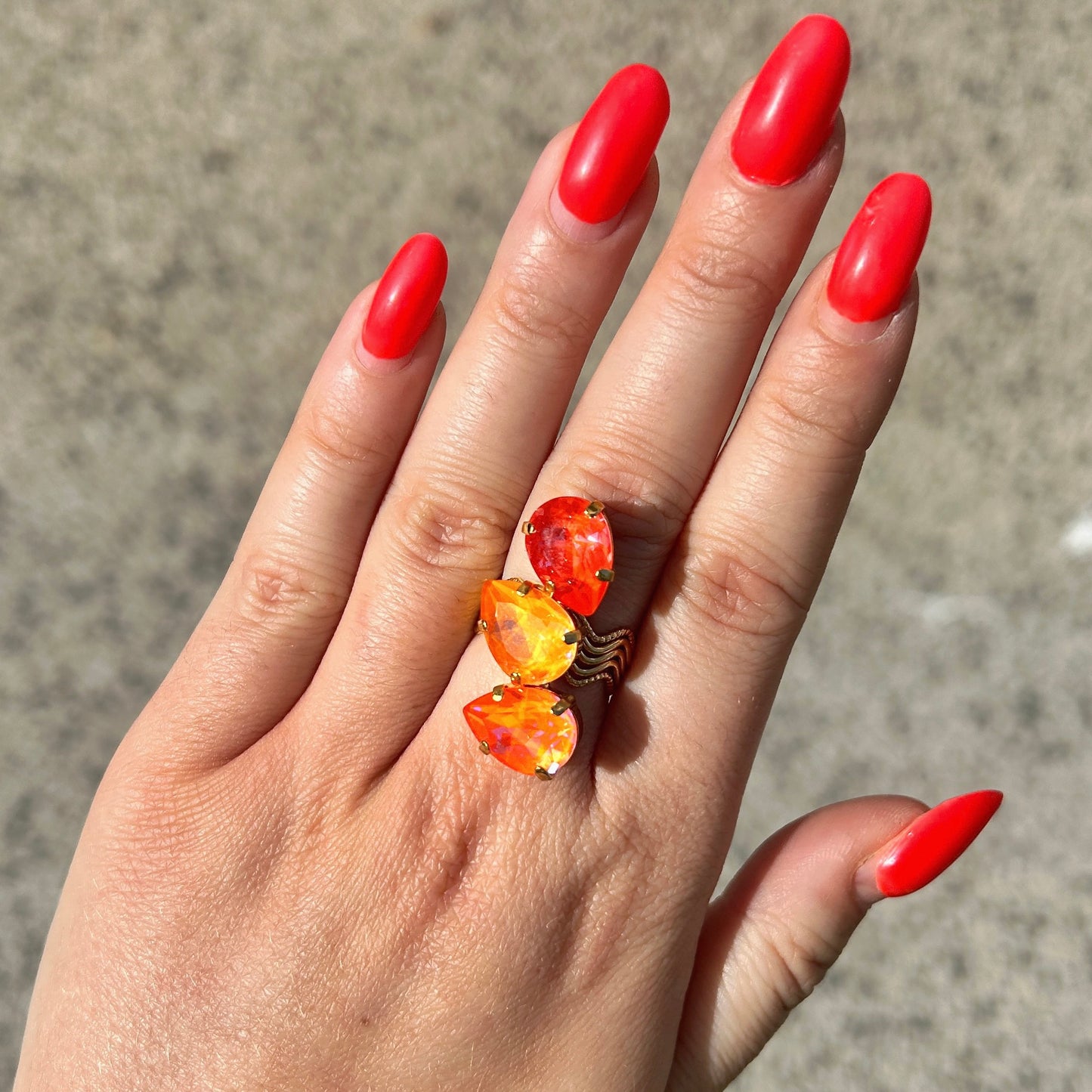 Bague Crézus multicolore orange et rouge