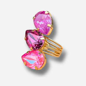 Bague Theora Orchidée Crézus pierres roses fuchsia