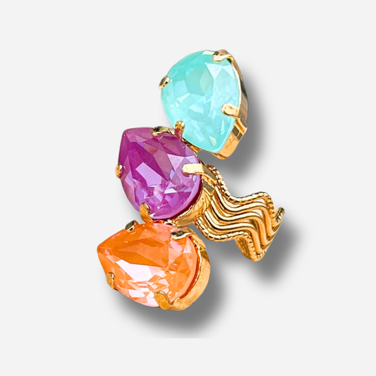 Bague Theora Rainbow Crézus pierres multicolores turquoise rose orange