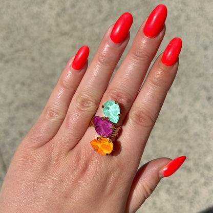 Bague dorée pierres colorées Crézus