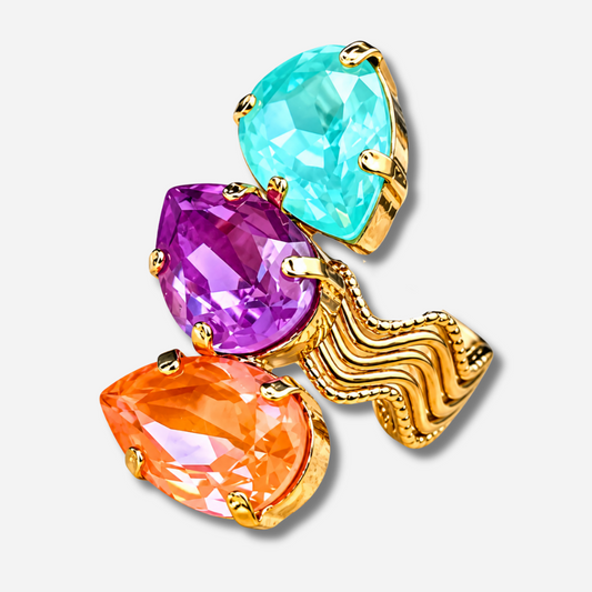 Bague Theora Rainbow Crézus pierres multicolores turquoise rose orange