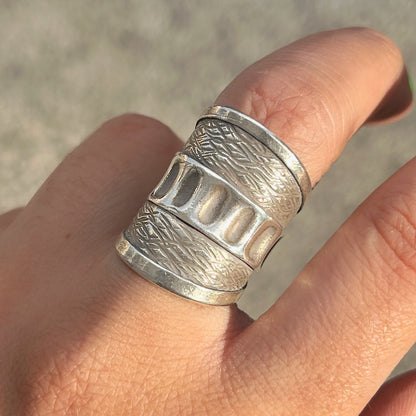 Bague Tribu 11 réglable en argent 925 gravé pour femme – Divinity Sète
